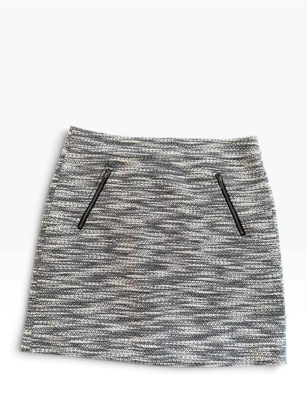 LOFT Gray Marled Knit Mini Skirt with Zip Pockets Size 6